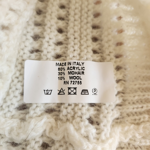 NWT Cappellificio Fiorentino Knit Beanie in Cream Wool Mohair Acrylic Bl… - Picture 3 of 5